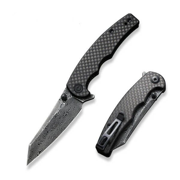 CIVIVI P87 Folder Flipper Knife Carbon Fiber & G10 Handle (2.90"" Damascus Blade) C21043-DS1