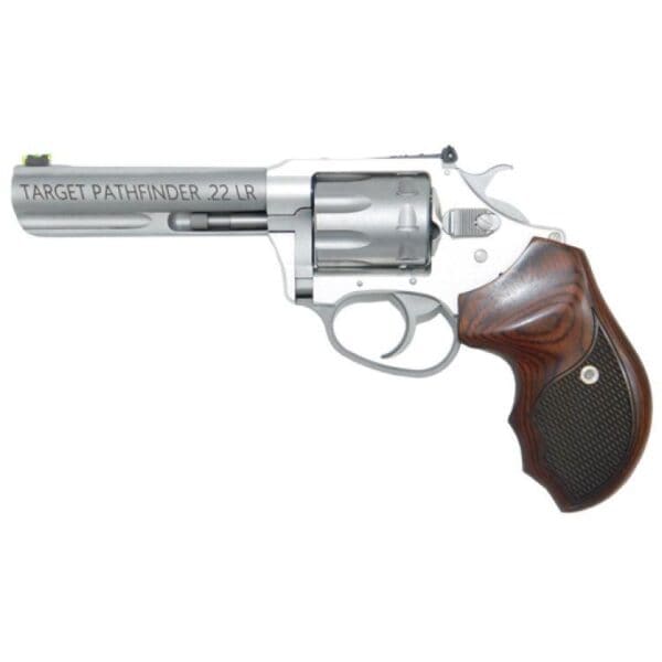 Charter Arms Pathfinder Handgun .22 LR 8rd Capacity 4.2" Barrel Anodized Stainless Steel Rosewood Checkered Grip