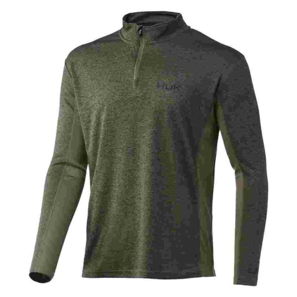 Huk Coldfront 1/4 Zip Long Sleeve Shirt Heather Moss S