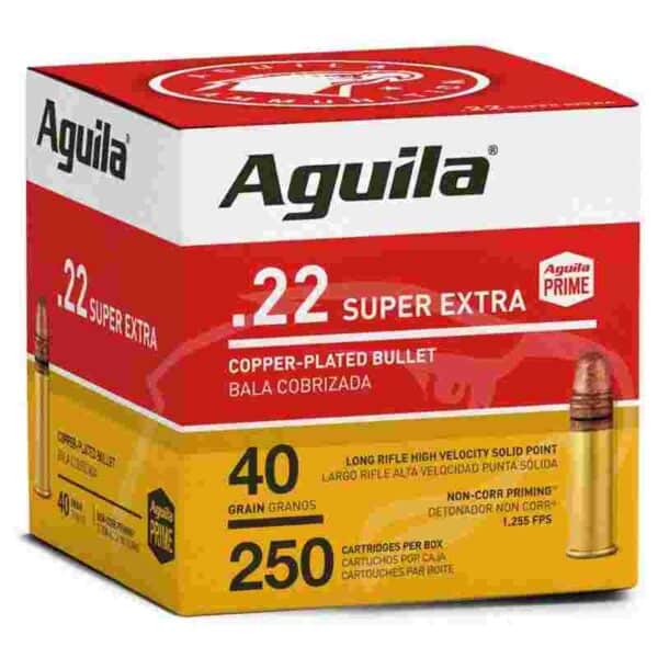 Aguila Super Extra High Velocity Rifle Ammunition .22 LR 40 gr. CPSP 1255 fps 250/ct