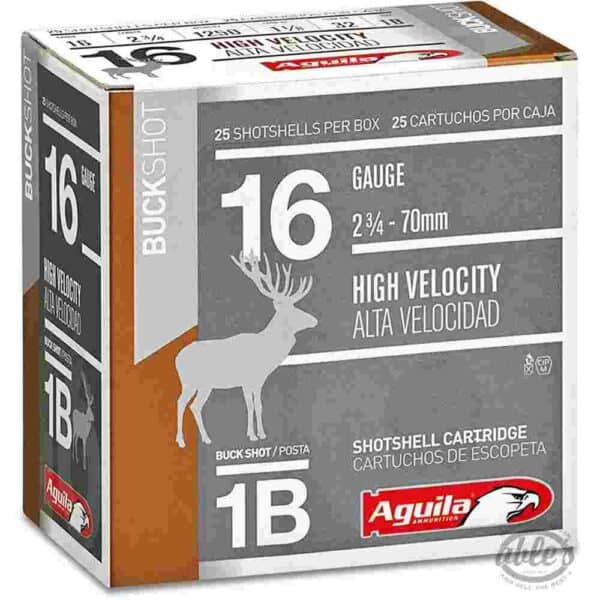 Aguila High Velocity Shotshells 16 ga 2-3/4" 1-1/8oz 1250 fps #1 Buck 25/ct