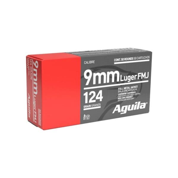 Aguila Handgun Ammuntion 9mm Luger 124 gr FMJ 1115 fps 50/ct