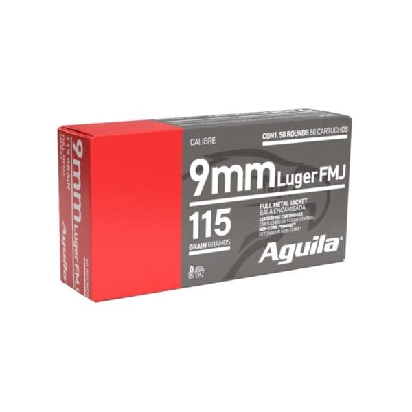 Aguila Handgun Ammuntion 9mm Luger 115 gr FMJ 1150 fps 50/ct