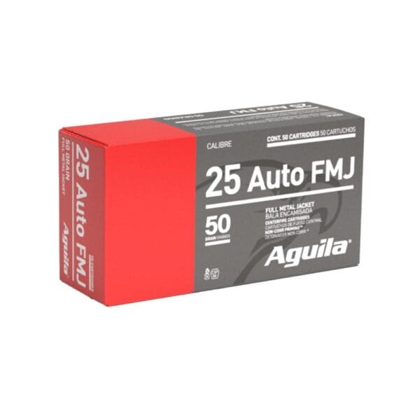 Aguila Handgun Ammuntion .25 Auto 50 gr FMJ 755 fps 50/ct