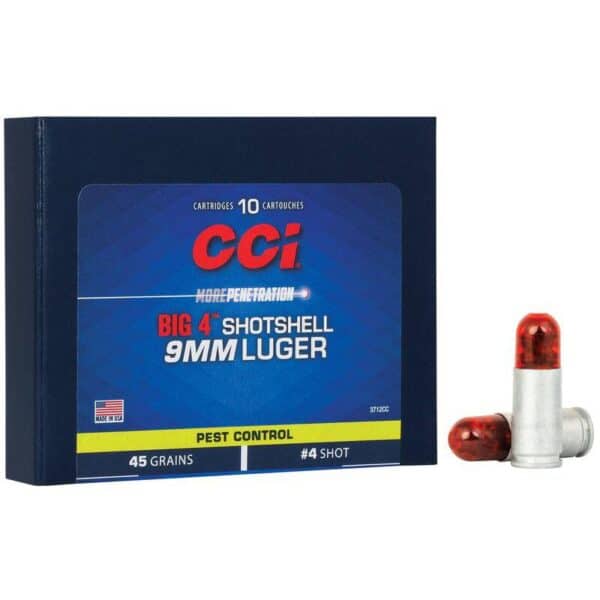 CCI Big 4 Handgun Shotshell Ammunition 9mm Luger  #4 1000 fps 10/ct