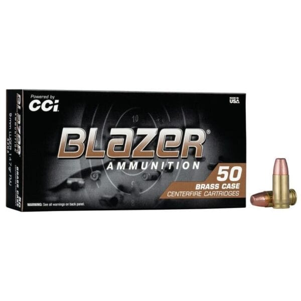 CCI Blazer Brass Handgun Ammunition 9mm Luger 147 gr. FMJ 950 fps 50/ct