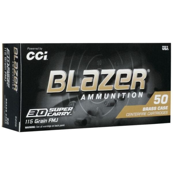 CCI Blazer Brass Handgun Ammunition .30 SC 115 gr FMJ 1150 fps 50/ct