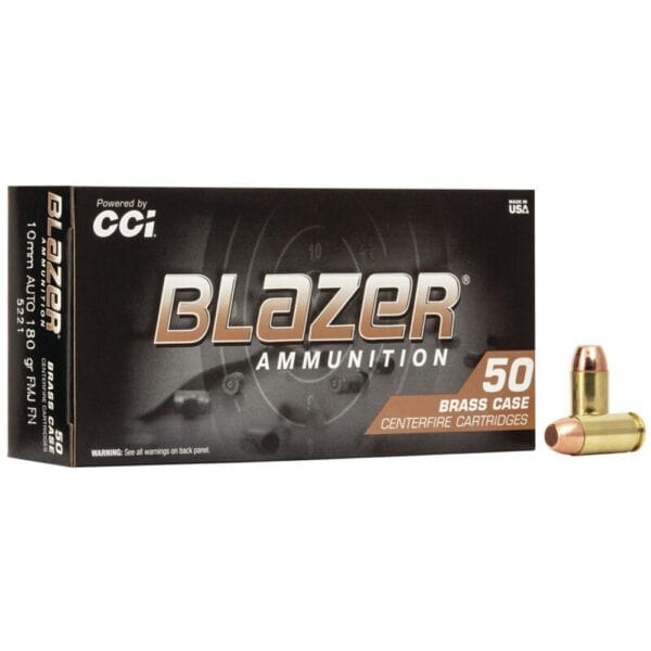 CCI Blazer Brass Handgun Ammunition 10mm Auto 180 gr FMJ 1200 fps 50/ct