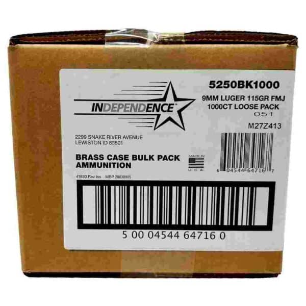 CCI Independence Handgun Ammunition 9mm Luger 115 gr FMJ 1145 fps 1000/ct (Loose Pack)