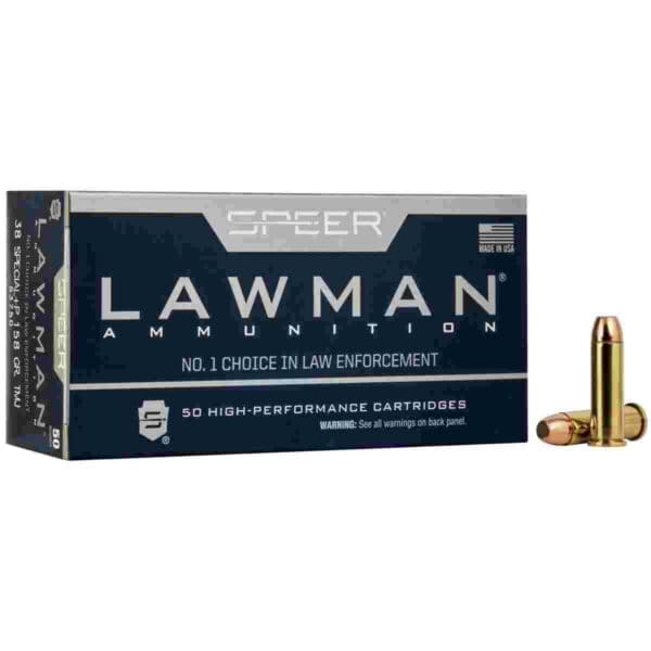 Speer Lawman Handgun Ammunition .38 Spl (+P) 158 gr TMJ 900 fps 50/box