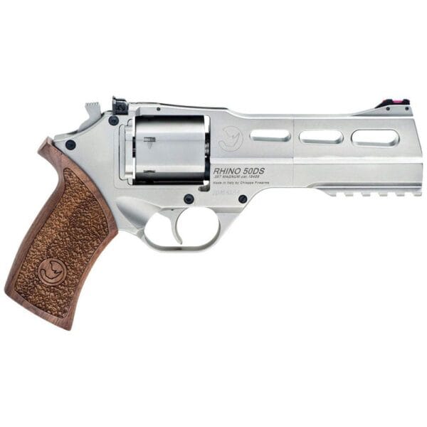 Chiappa Rhino 50DS Handgun .357 Mag 6rd Capacity 5" Barrel Nickel Plated with Walnut Grips and 3 Moon Clips