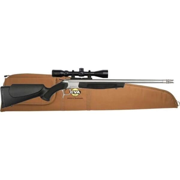 CVA Scout TD Rifle 35 Whelan Single Shot 25" Threaded Barrel Stainless Steel and Black with Muzzle Brake and 9x40 Scope