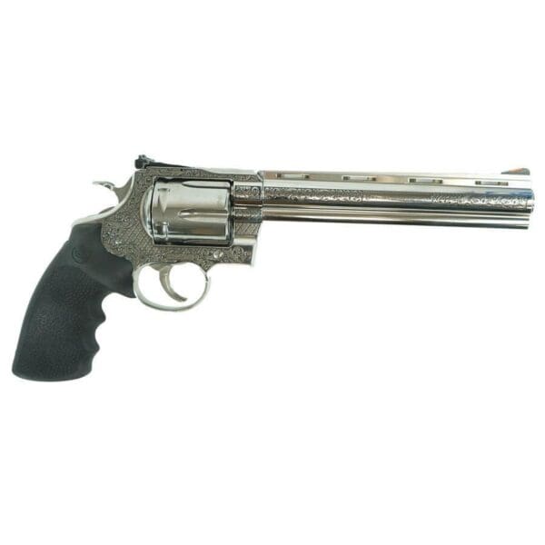 Colt Anaconda "Filigree Frame and Barrel" Handgun .44 Mag 6rd Capacity 8" Barrel Silver with Black Grip