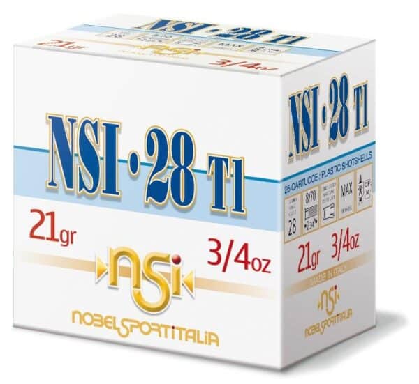 Nobel Sport 28 T1 Shotshell 28 ga 2-3/4" 3/4 oz 1300 fps #8 25/ct