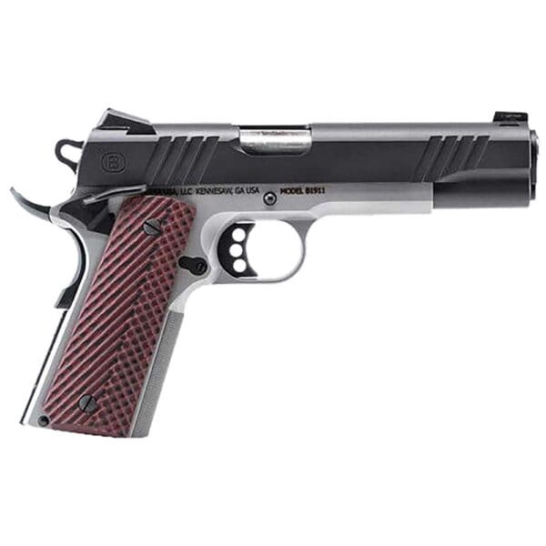 Bersa B1911 Handgun .45 ACP 8rd Magazine 5" Barrel Black and Stainless Steel with VZ Grips Night Sight