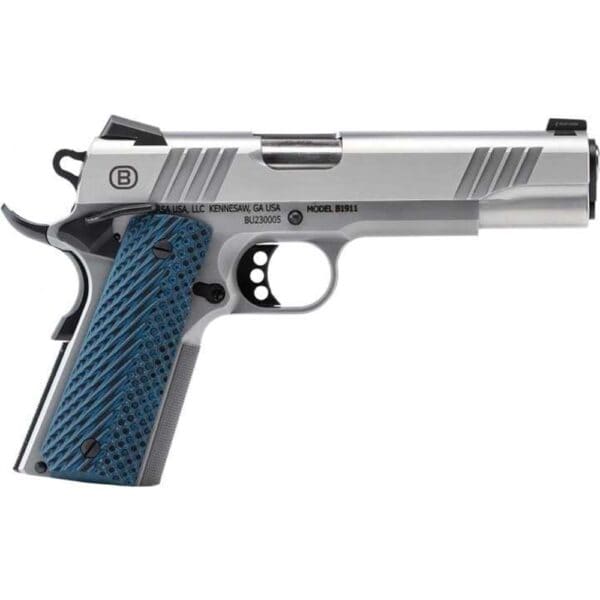 Bersa B1911 Handgun .45 ACP 8rd Magazine 5" Barrel Stainless Steel with VZ Grips Night Sight