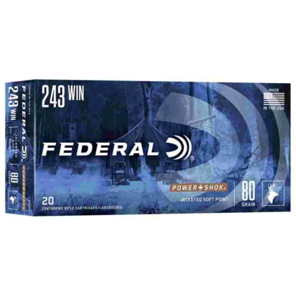 Federal Power-Shok Rifle Ammunition .243 Win 80 gr SP 3330 fps - 20/ct