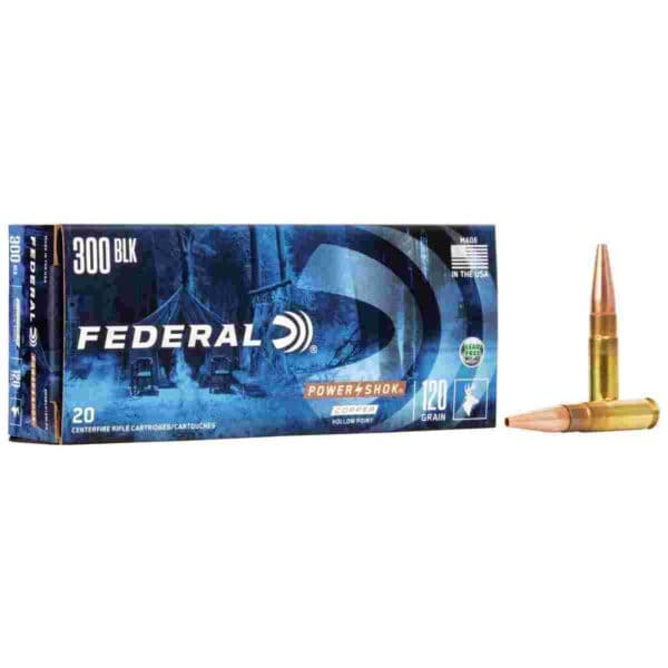 Federal Power-Shok Copper Rifle Ammunition .300 Blackout 120gr HP 2100 fps 20/ct