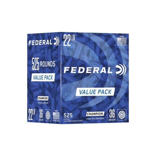 Federal Champion Training Rimfire Ammunition .22 LR 36gr HP 1260 fps 525/ct Value Pack