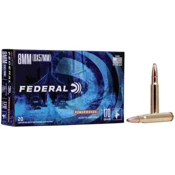 Federal Power-Shok Rifle Ammunition 8x57mm 170 gr SP 2250 fps - 20/ct