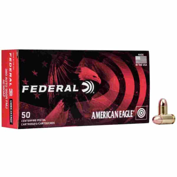 American Eagle Handgun Ammunition .380 ACP 95 gr FMJ 980 fps 50/box