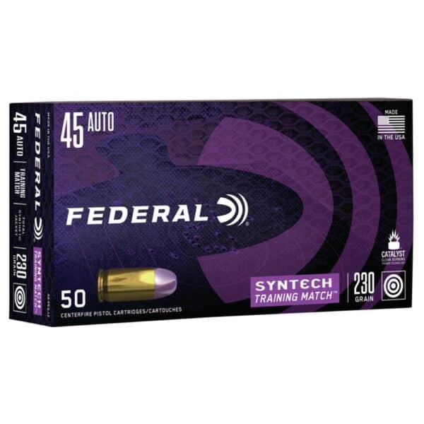 Federal Syntech Training Handgun Ammunition .45 ACP 230 gr TSJ 890 fps 50/ct