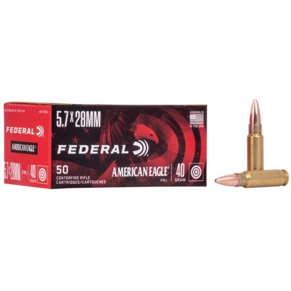 American Eagle Handgun Ammunition 5.7x28mm 40 gr FMJ 1655 fps 50/ct