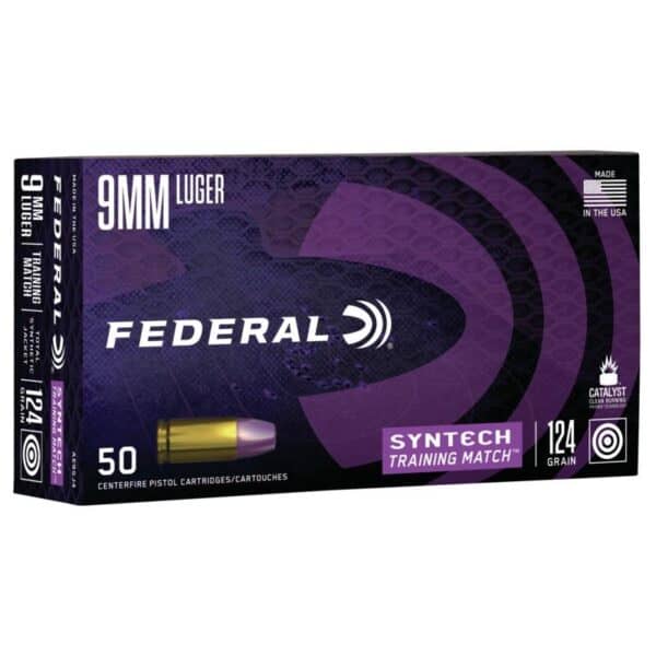 Federal Syntech Training Handgun Ammunition 9mm Luger 124 gr. TSJ 1050 fps 50/ct