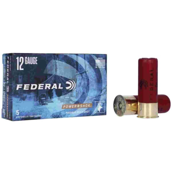 Federal Power-Shok Buckshot Shotshells 12 ga 2-3/4" 12 plts #00 1290 fps 5/ct