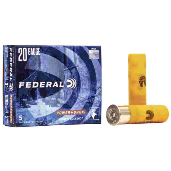 Federal Power-Shok Buckshot 20 ga 3" MAX 18 plts #2B 1100 fps - 5/box