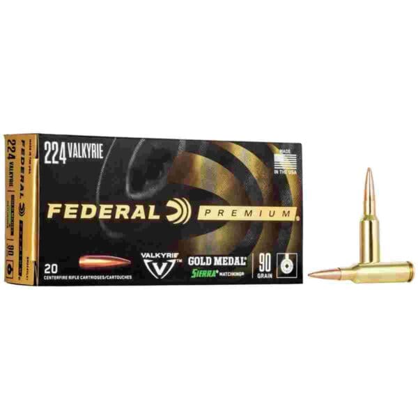 Federal Premium Gold Medal Sierra Matchking  Ammunition .224 Valkyrie 90 gr 2700 fps BTHP 20/ct