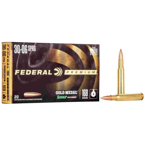 Federal Premium Gold Medal Sierra MatchKing Rifle Ammunition .30-06 Sprg 168 gr BTHP 2700 fps - 20/ct