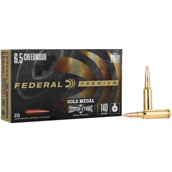 Federal Gold Medal CenterStrike Rifle Ammunition 6.5 Creedmoor 140gr OTM 2675 fps 20/ct