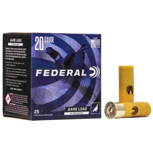 Federal Game-Shok Hi-Brass Load 20 ga 2 3/4" 2 3/4 dr 1 oz #6 1220 fps - 25/box