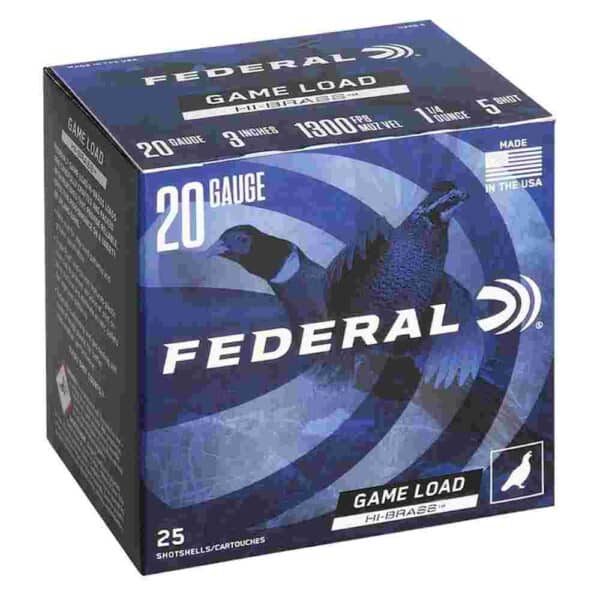 FEDERAL GAME-SHOK HI-BRASS LEAD SS 20GA 3" 3DR 1 1/4OZ 5 AMMO 25RD