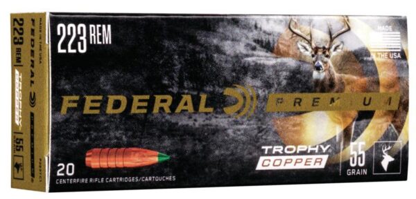 Federal Premium Vital-Shok Trophy Copper Rifle Ammunition .223 Rem 55 gr Poly Tip 3240 fps 20/ct