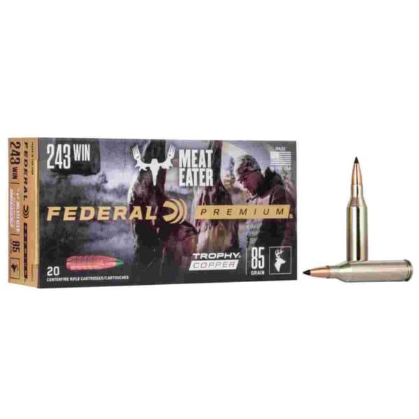 Federal Premium Trophy Copper Rifle Ammunition .243 Win 85 gr TC 3200 fps 20/ct