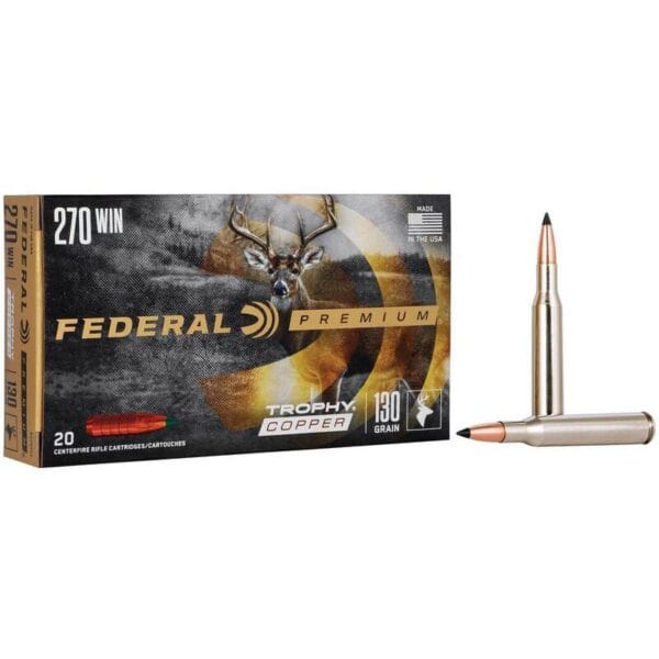 Federal Trophy Copper Rifle Ammunition .270 Win 130gr PT 3060 fps 20/ct