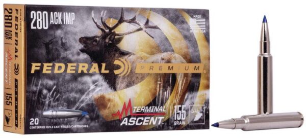 Federal Terminal Ascent Rifle Ammuntion .280 Ackley Imp 155 gr 2930 fps 20/ct