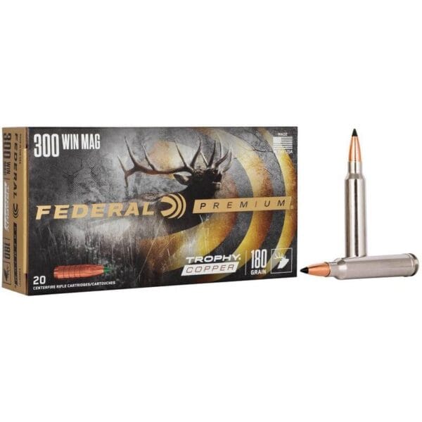 Federal Trophy Copper Rifle Ammunition .300 Win Mag 180gr PT 2960 fps 20/ct