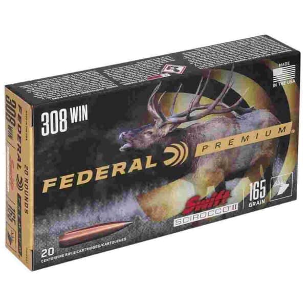 Federal Swift Scirocco II Rifle Ammunition .308 Win 165 gr Poly Tip 2700 fps 20/ct