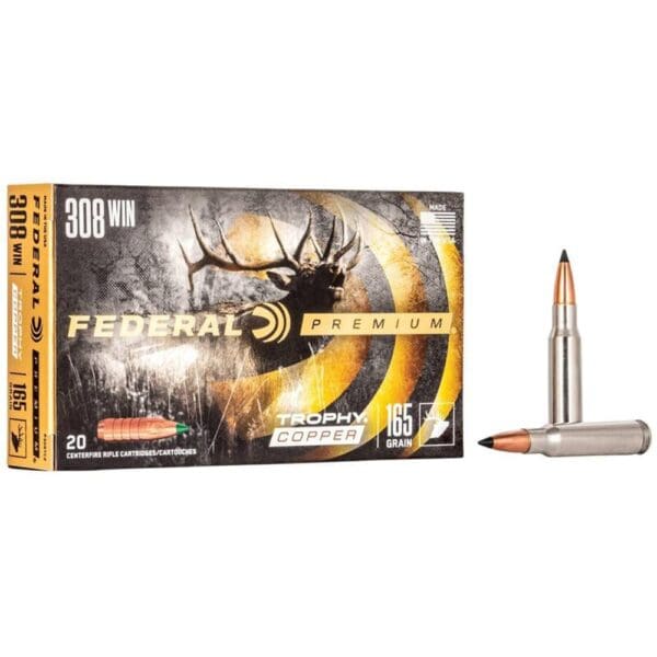 Federal Premium Trophy Copper Rifle Ammunition .308 Win 165 gr TC 2700 fps 20/ct