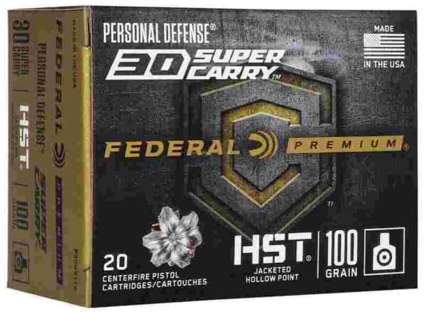 Federal Personal Defense HST Handgun Ammunition .30 SC 100 gr JHP 1250 fps 20/ct