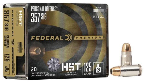 Federal Personal Defense HST Handgun Ammunition .357 Sig 125 gr JHP 1360 fps 20/ct