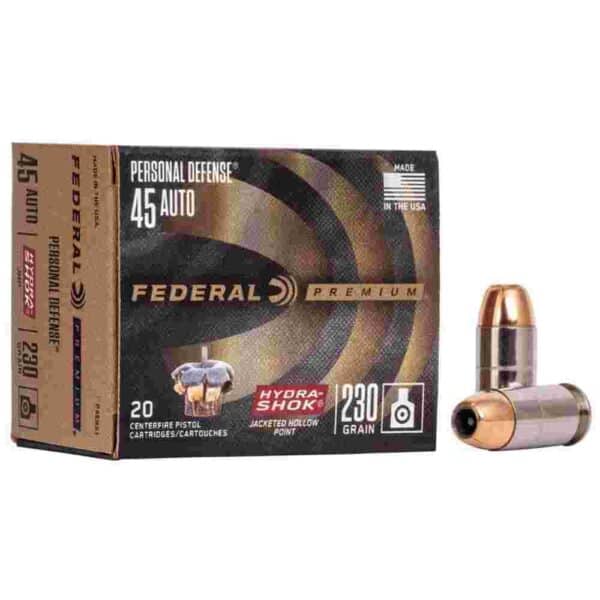 Federal Premuim Personal Defense Handgun Ammunition .45 ACP 230 gr JHP 900 fps 20/box