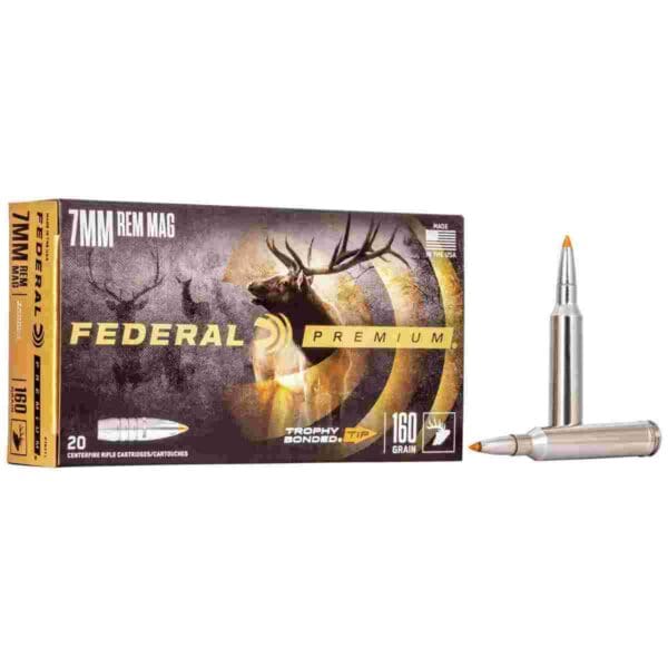 Federal Trophy Bonded Tip Rifle Ammunition 7mm Rem Mag 160gr PT 2900 fps 20/ct