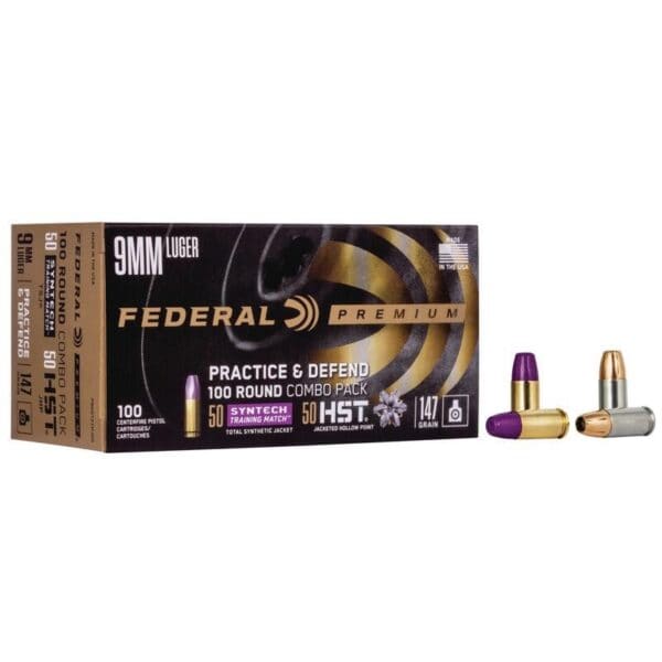 Federal Practice & Defend HST/Syntech Combo 9mm Luger 147 gr 1000 fps 100/ct