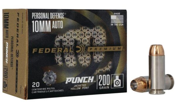 Federal Personal Defense Punch Handgun Ammunition 10mm Auto 200gr JHP 1100 fps 20/ct