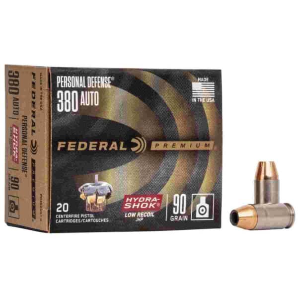 Federal Premuim Personal Defense Handgun Ammunition .380 ACP 90 gr JHP 1000 fps 20/box