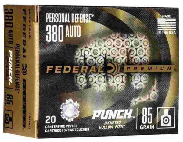 Federal Personal Defense Punch Handgun Ammuntion .380 Auto 85 gr JHP 20/ct